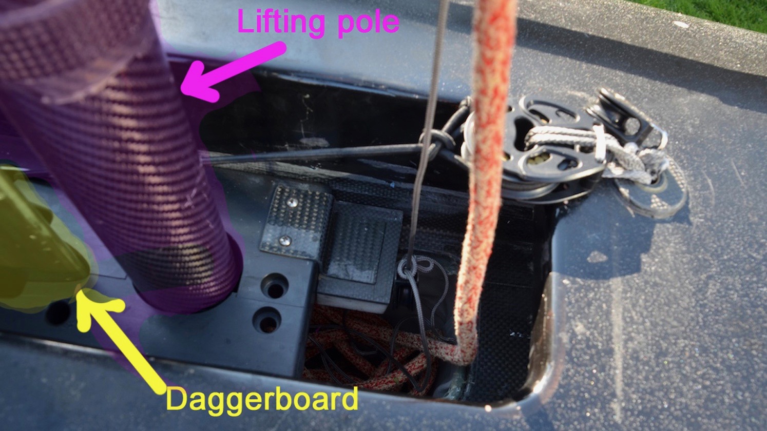 America's Cup 2013 - Oracle's experimental AC45 daggerboard cage with rake and cant controls