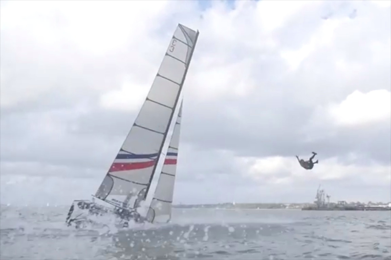 America's Cup BAR one of the sailors taking flight when they pitchpoled