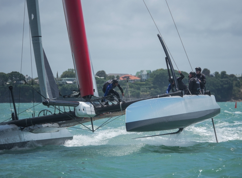 Emirates Team New Zealand resumes testing for 2016 with Boat 0 on Auckland Harbour