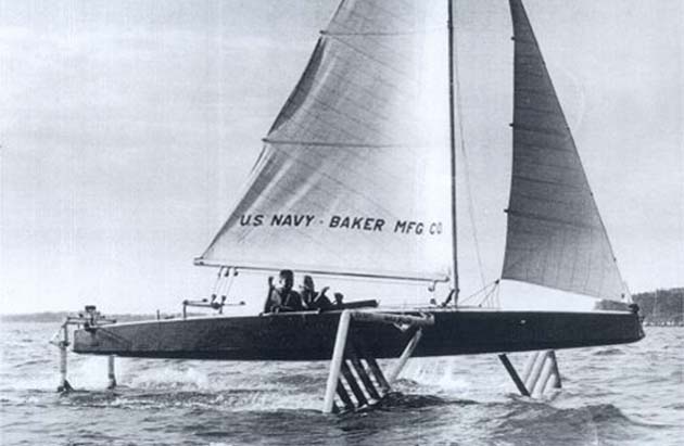 Gordon Baker's Monitor hydrofoil monohull sailboat for US Navy