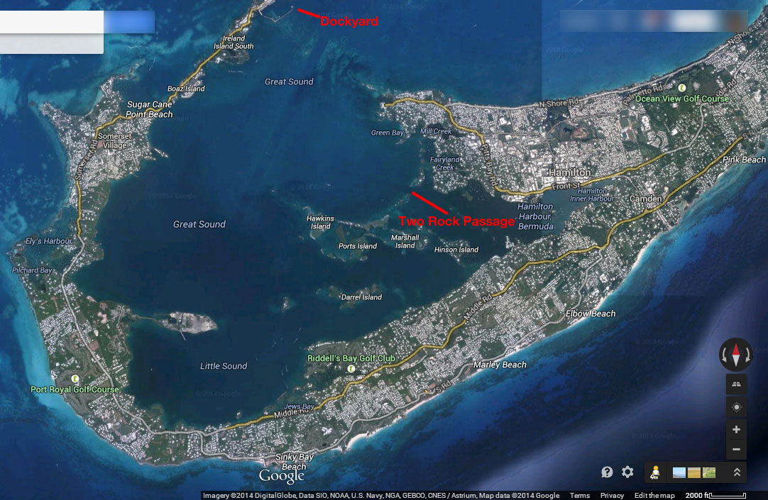 America's Cup The race area was just to the west of Two Rock Passage. 