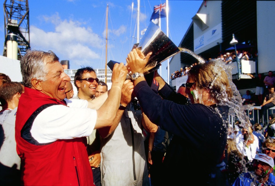 America's Cup - Patrizio Bertelli, in happier times, winning the Louis Vuitton Cup on his first try, in Auckland in 2000. The 2017 challenge was his fifth, equalling Sir Thomas Lipton.