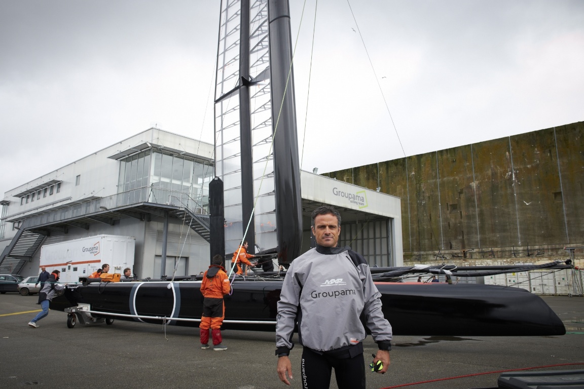 America's Cup Franck Cammas with AC45 in Lorient, France.          Photo: Groupama Sailing Team