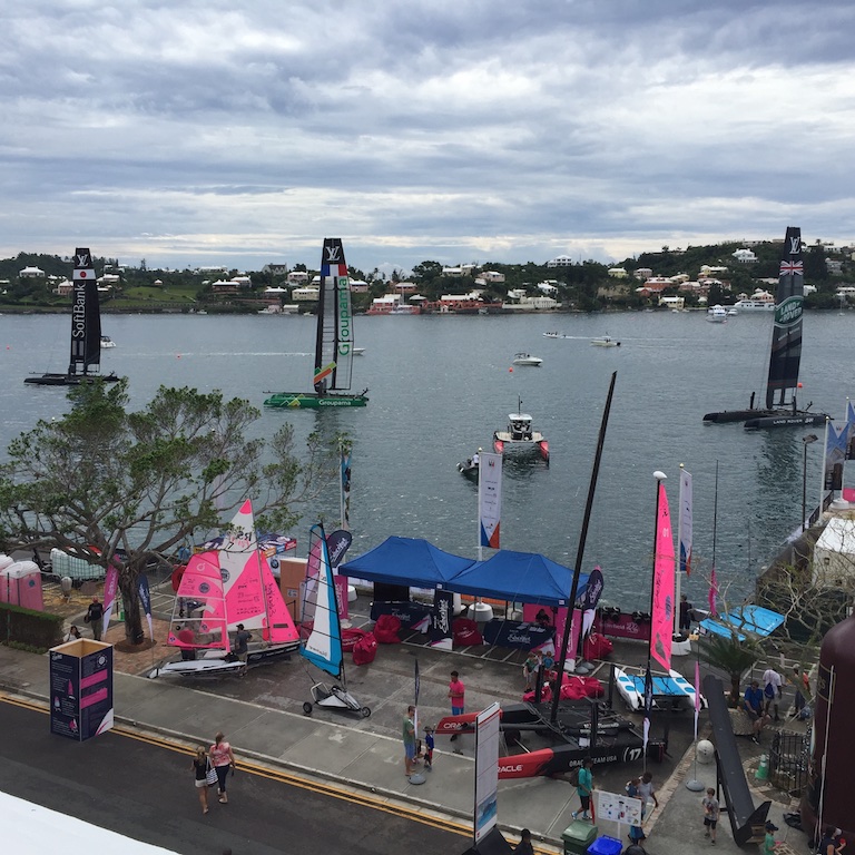 America's Cup ACWS Bermuda AC45's moored off Front Steet.
