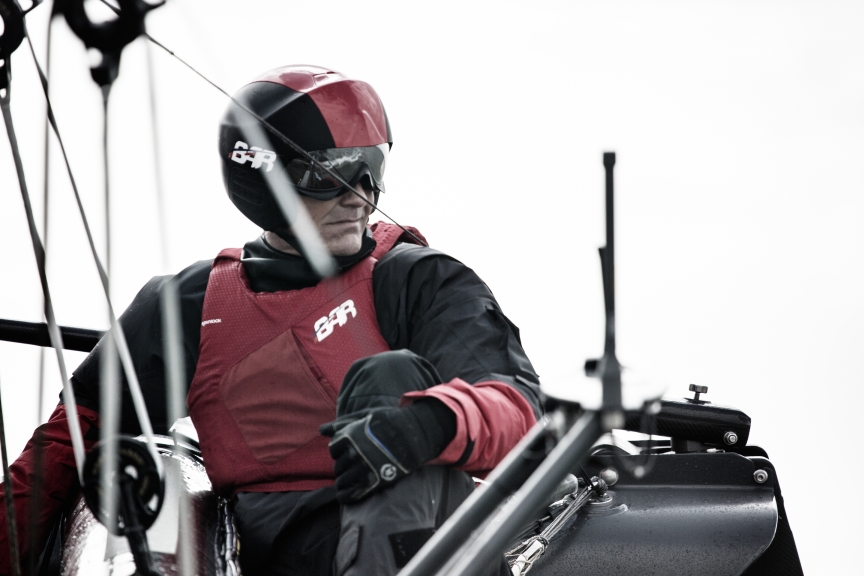 America's Cup New CEO Martin Whitmarsh on the team's AC45x "T1" on the Solent in April. Whitmarsh is well known from his former role as principal of the F1 team McLaren where he was CEO of Mclaren Group. Photo: BAR