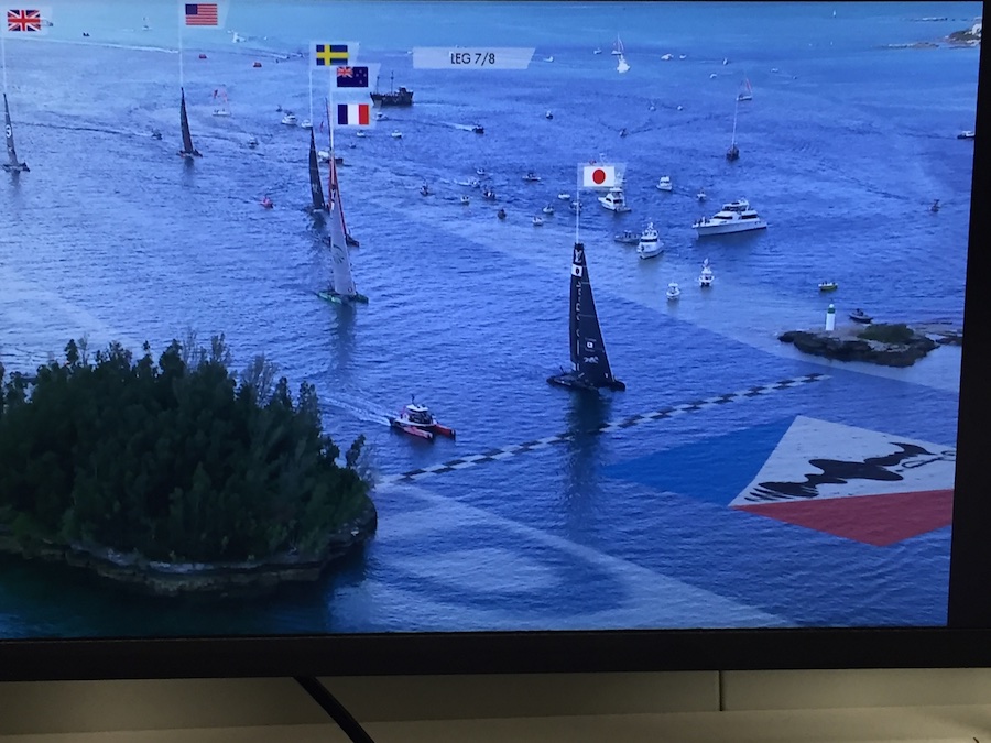 ACWS Bermuda, practice races. LiveLine booth. TV image, Two Rock Passage