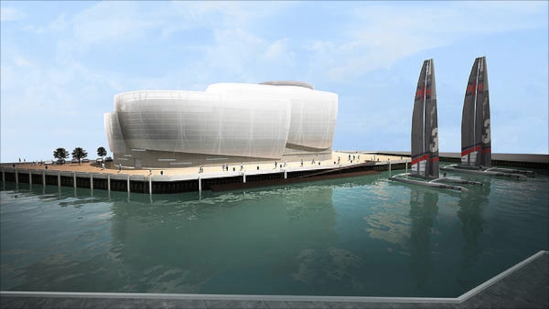 America's Cup Sir Ben Ainslie (GBR) announced the government funding for their team base in Portsmouth 