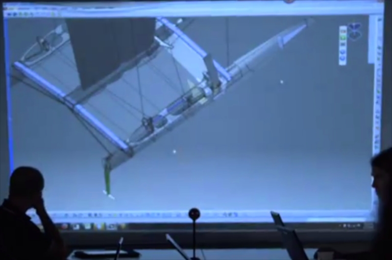 America's Cup wing step is aft of the main crossbeam