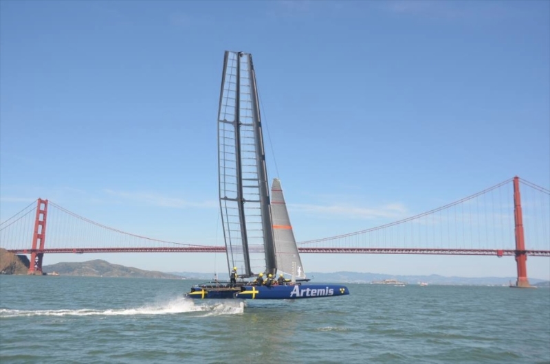 America's Cup Artemis Racing's foiling AC45 training in San Francisco in April.