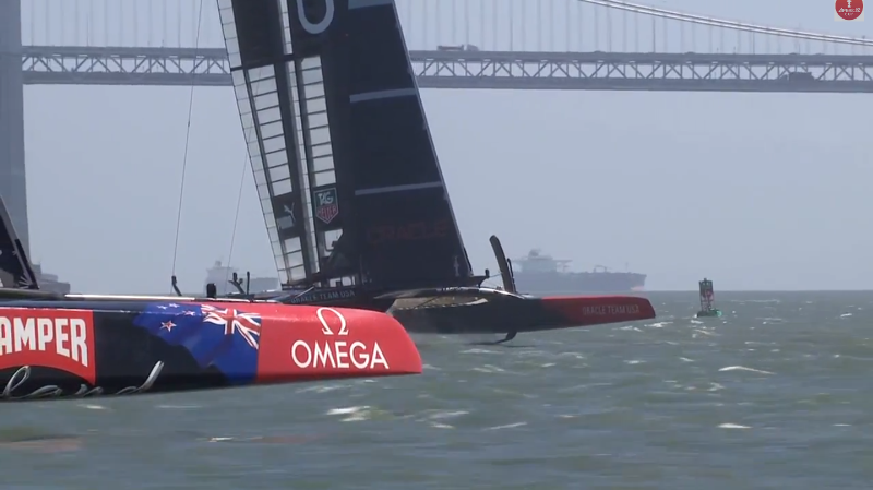 America's Cup The teams approached on opposite tacks, and the cross was sure to be close.